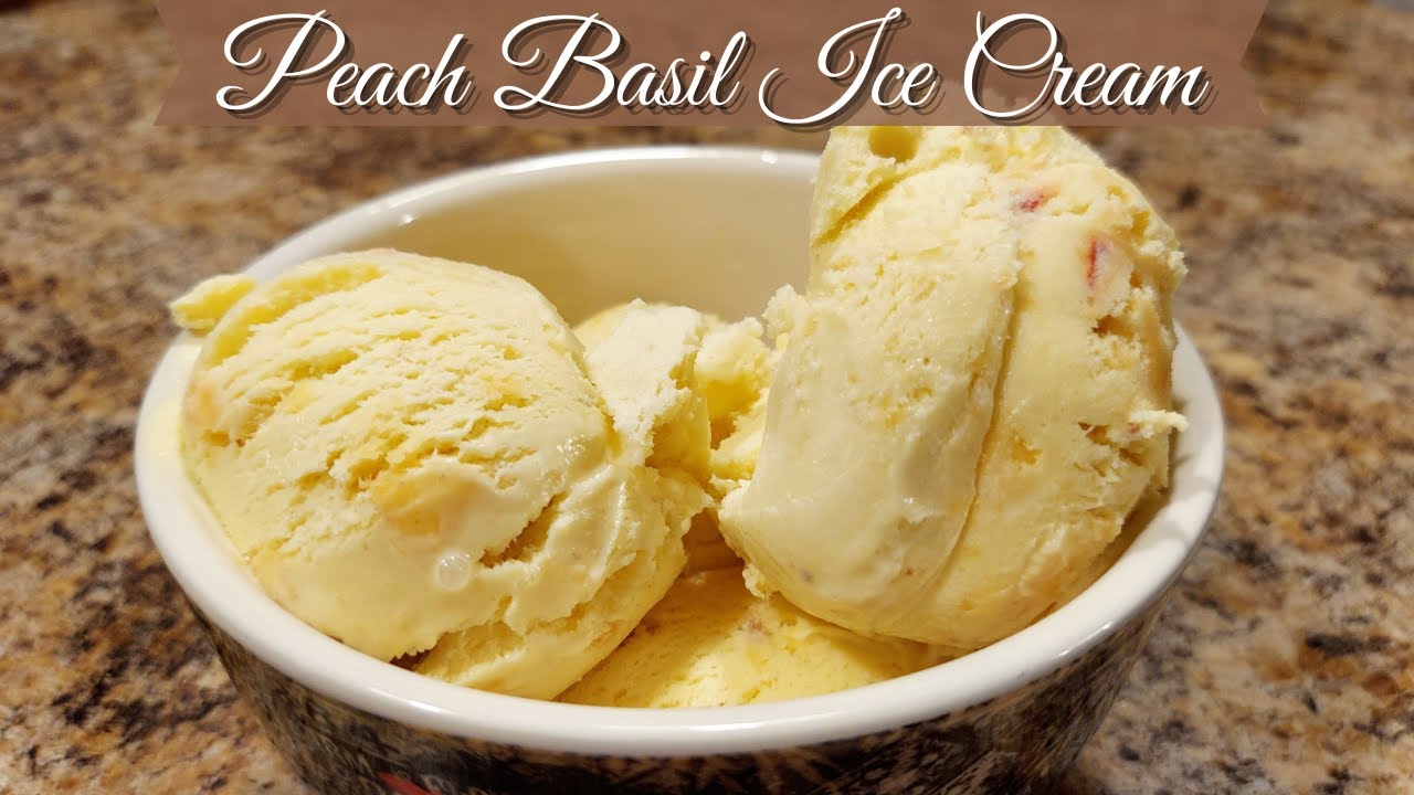 Homemade Peach Basil Ice Cream Homemade Ice Cream Recipes Peach