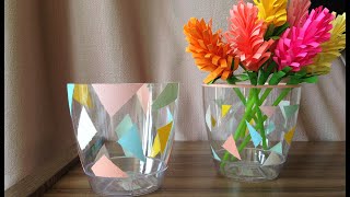 DIY: painted flower pots , plastik saksı boyama, how to make orchid pot at home