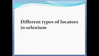 Different types of locators in selenium