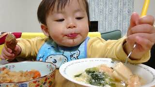 beef potato, simmered chicken wings, salmon harass miso soup❤和牛肉じゃが、手羽元煮物、鮭ハラスの味噌汁お麩入り❤