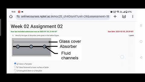 NPTEL week 2 Renewable Energy Engineering: Solar Wind and Biomass Energy Systems Assignment 2 2025