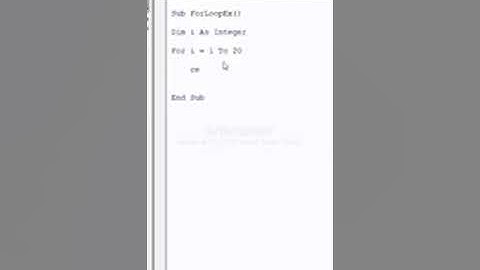 For loop in VBA | #shorts | #loop