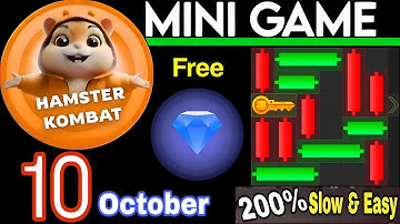10 October 💎🔑🐹 Puzzle Trick: P2E Hamster Kombat key MiniGame Solved, slow step by step! 🎮