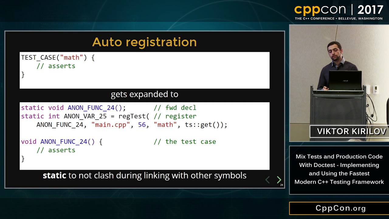 CppCon 2017 Mix Tests and Production Code With Doctest Implementing and ...