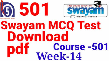 Download course 501 mcq test pdf .swyam mcq test.