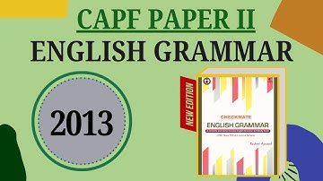 2013 Grammar Previous Year Question CAPF