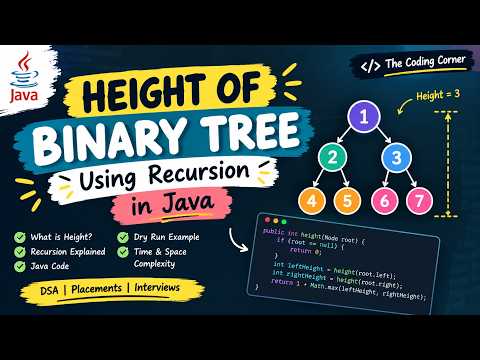 Height of a Binary Tree Using Recursion in Java 🌳 | DSA Explained with Example