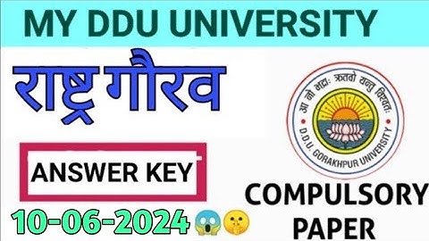 DDU Rashtra Gaurav Answer Key| Rastra Gaurav 2024| Rastra Gaurav PYQ| Rashtra Gaurav Imp Questions