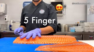 Practical way to Cut Salmon for Sushi & Sashimi II How to Cut Salmon for Sushi Rolls & Nigiri