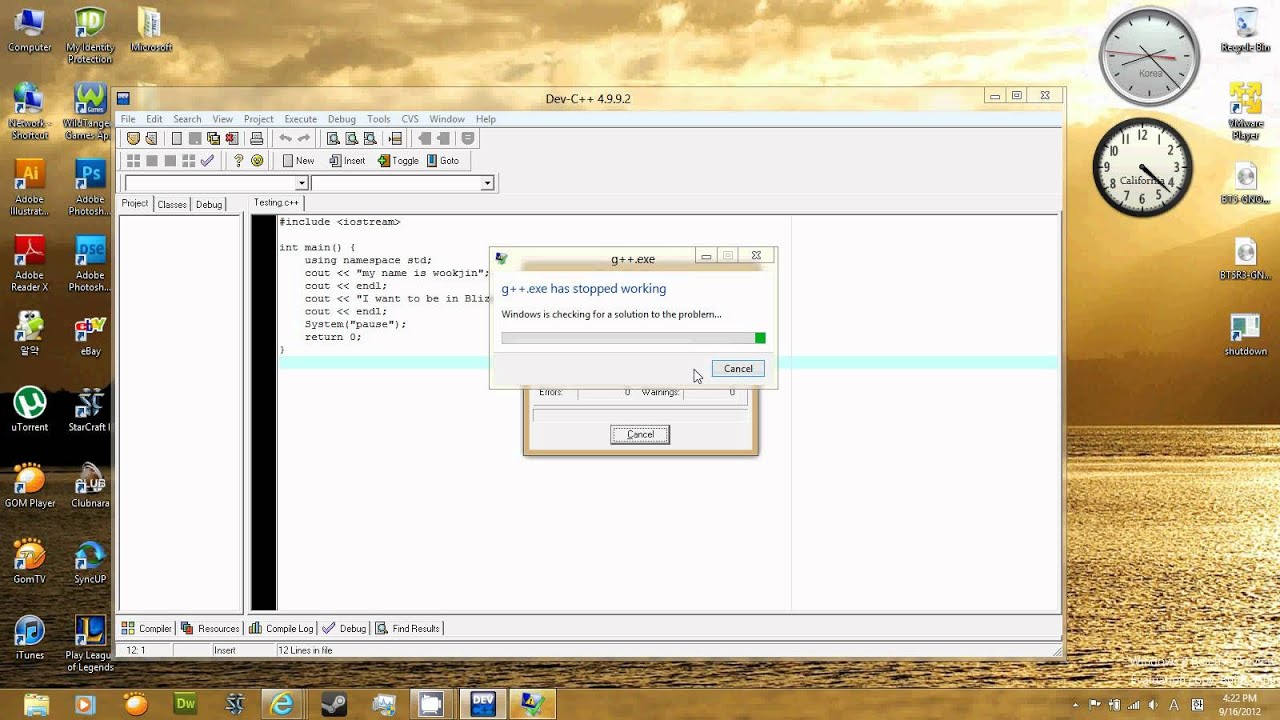 Picture of G++ has been stopped working - YouTube