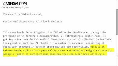 Vector Healthcare  Case Solution & Analysis- Caseism.com