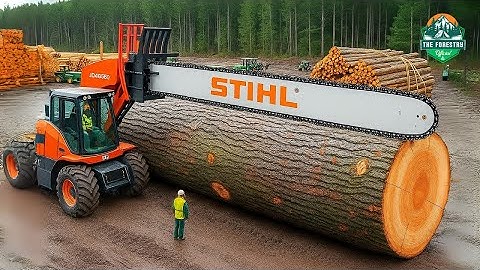 INSANE Giant Chainsaw Destroys Massive Log Like Butter | STIHL Logging Machine in Action!