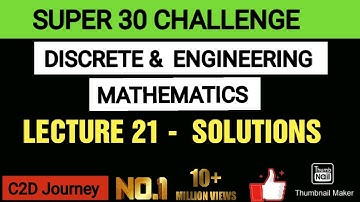 Lecture 21 - Solutions | Discrete mathematics for Computer Science | Gate Exam 2021 | Graph Theory