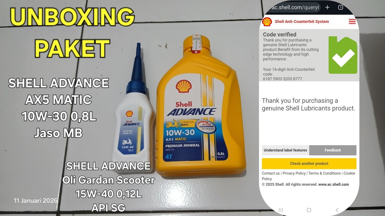 UNBOXING Paket | Oli Shell Advance AX5 Matic 10W-30 API SL JASO MB ...