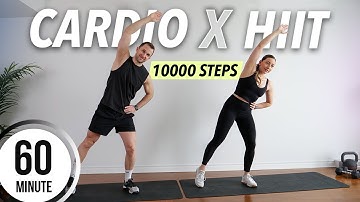1 Hour Cardio HIIT Workout at home - 10000 steps for Fat Burn (No equipment)
