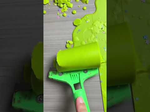 So Satisfying! Scraping Neon Green Slime Until It's Clean ✨ #shorts #asmr #satisfying #trending
