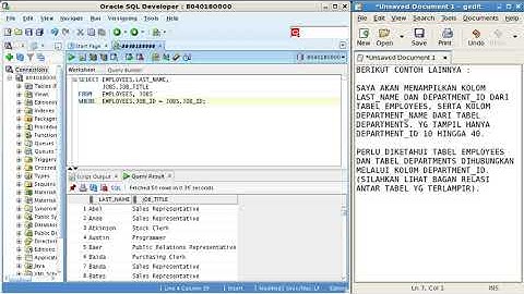 Menampilkan record dari beberapa tabel menggunakan konsep "WHERE CLAUSE" dalam SQL Oracle