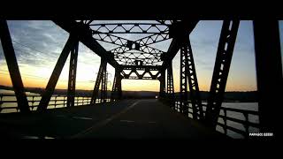 Fort Madison Iowa Swing Bridge crossing the Mississippi River. Also The Kingsley inn