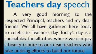 Speech on Teachers Day in English l Teachers day speech