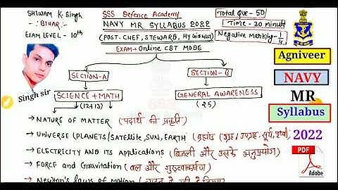Navy MR syllabus 2022/Navy MR syllabus 2022 agniveer/agniveer Navy MR syllabus 2022 in Hindi pdf