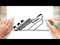 How to draw the sinking  titanic titanic ship