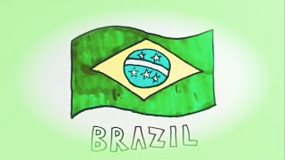 How to Draw the Brazilian Flag - Best Art for Kids | colour