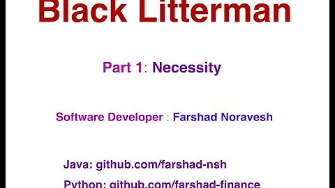 Black Litterman Part1: Necessity