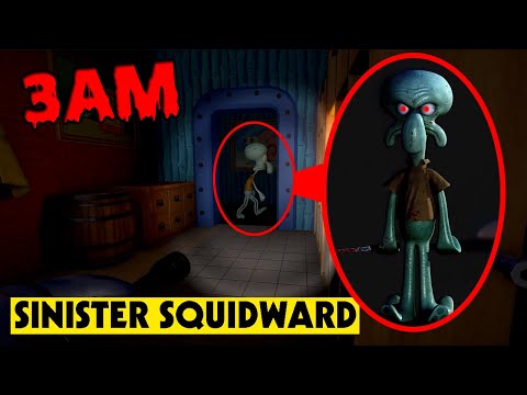 CURSED SQUIDWARD.EXE IS AFTER ME! | HIDING FROM SQUIDWARD.EXE AT 3AM INSIDE SPONGEBOBS HOUSE