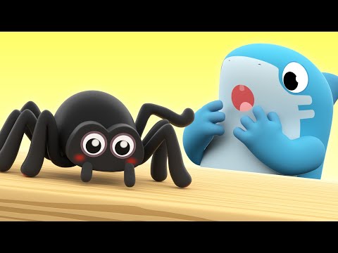 Itsy Bitsy Spider | Baby Shark version - Kids Learn About Spiders | Nursery Rhymes | Shark Academy