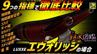 【餌木図鑑】LUXXE「エヴォリッジ」を9つの指標で徹底比較