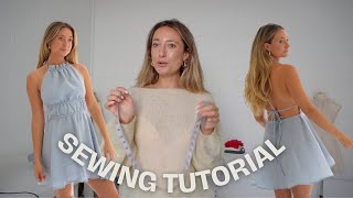 Sewing Tutorial - Open back linen dress with half circle skirt [draft your own sewing pattern]
