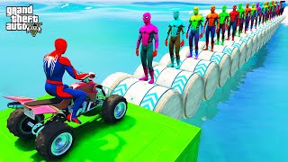 سبايدرمان على دراجة رباعية ضد العناكب الأبطال الملونة - Spiderman on ATV vs multicoloured spiders