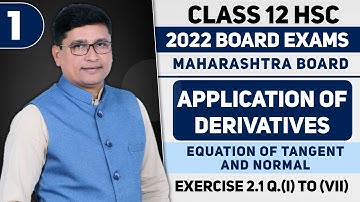Application Of Derivatives Part 1 | Exercise 2.1 Q.1 | 12th Maths II HSC 2022 Maharashtra Board