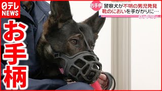 【表彰】警察犬  行方不明の男児(８)を発見  賞状とドッグフード贈呈