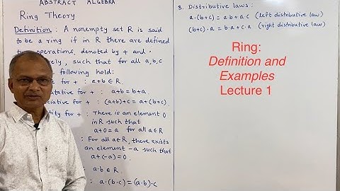 Rings: Definition and examples of a Ring. Lecture 1.
