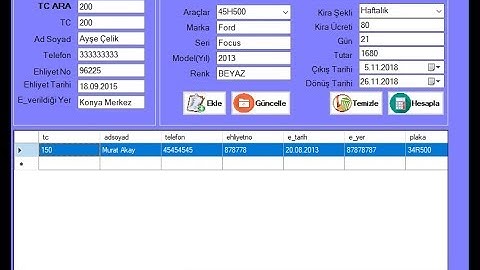 C# Araç Kiralama Otomasyonu-3/3(Sql server ve Class kullanıldı)