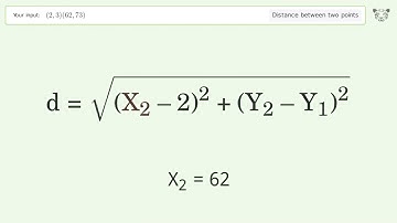 Find the distance between two points p1 (2,3) and p2 (62,73): Step-by-Step Video Solution