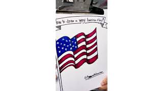 How to draw a wavy American Flag in 4 Minutes! (Easy)