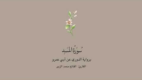 سورة المسد برواية الدوري عن أبي عمرو || القارئ: الفاتح محمد الزبير .
