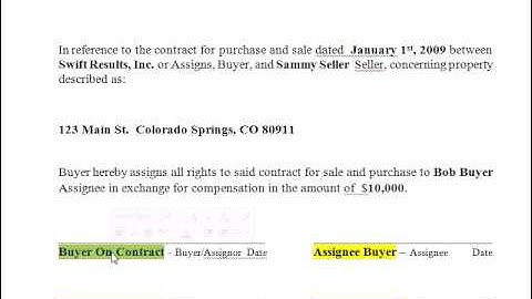 How to Wholesale - Filling out an Assignment of Contract Form Real Estate Investing Training Video