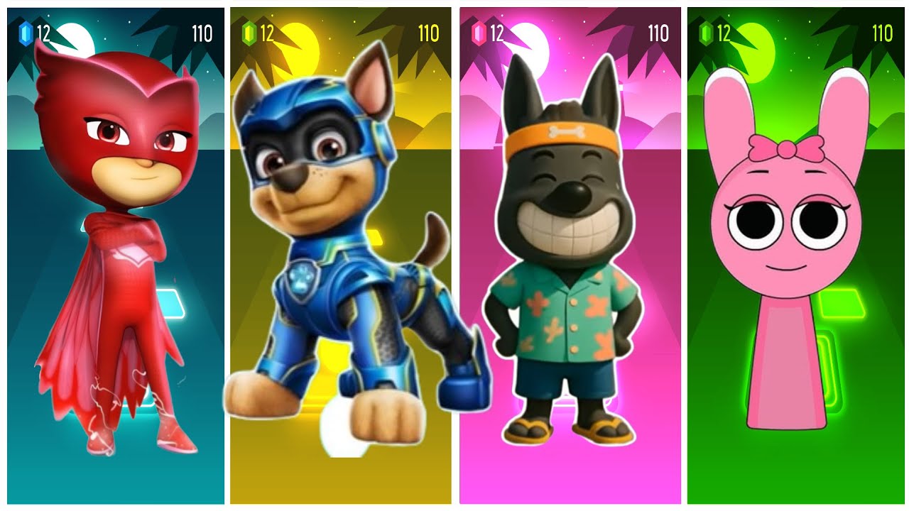 📹 Sheriff Labrador 🆚 Mcqueen Worm EXE 🆚 Bus Eater EXE 🆚 Mcqueen Dinosaur-Tiles Hop EDM Rush🎶