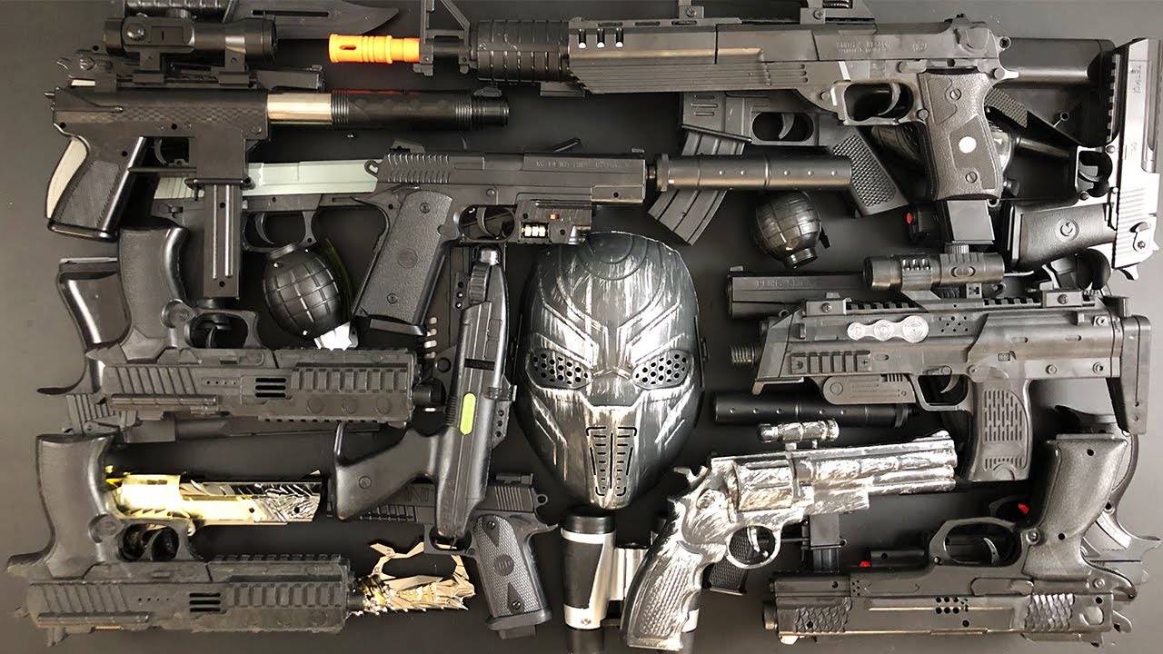 Full of Black Guns Dangerous Weapons Silencer and BB Guns !!! YouTube
