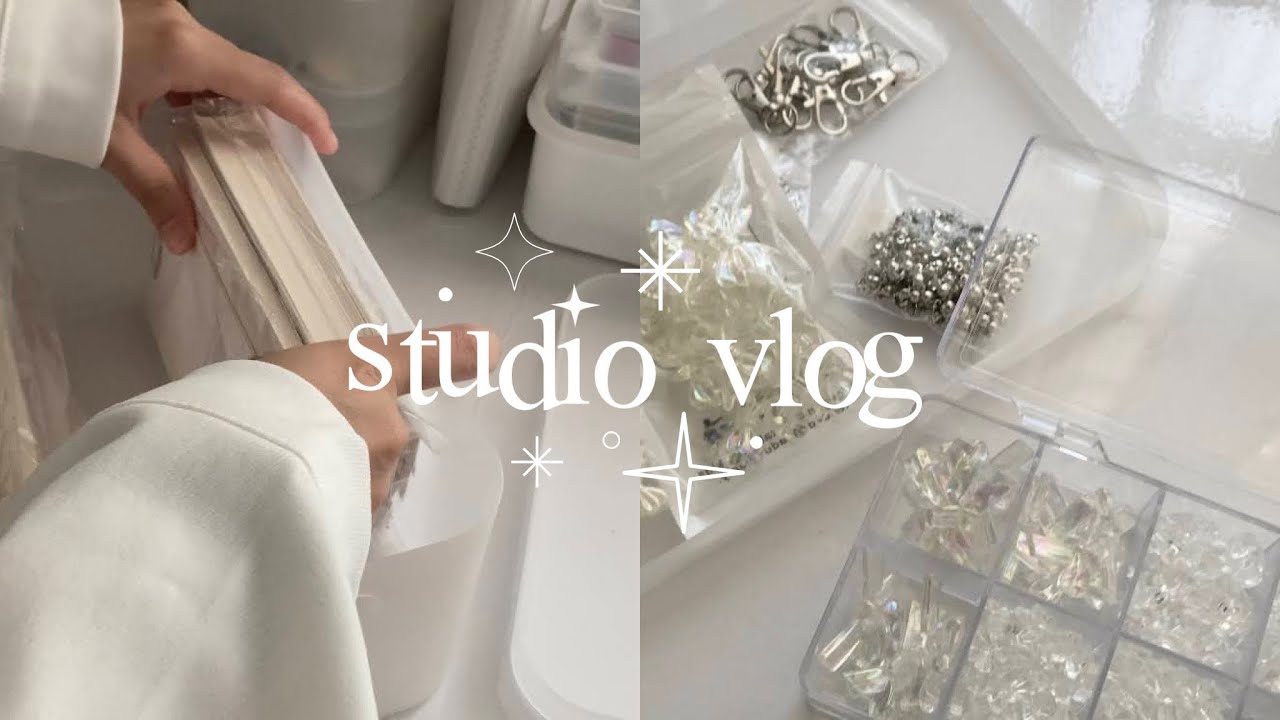 studio vlog 🗒️ packaging sticker, beads haul, making phone charm