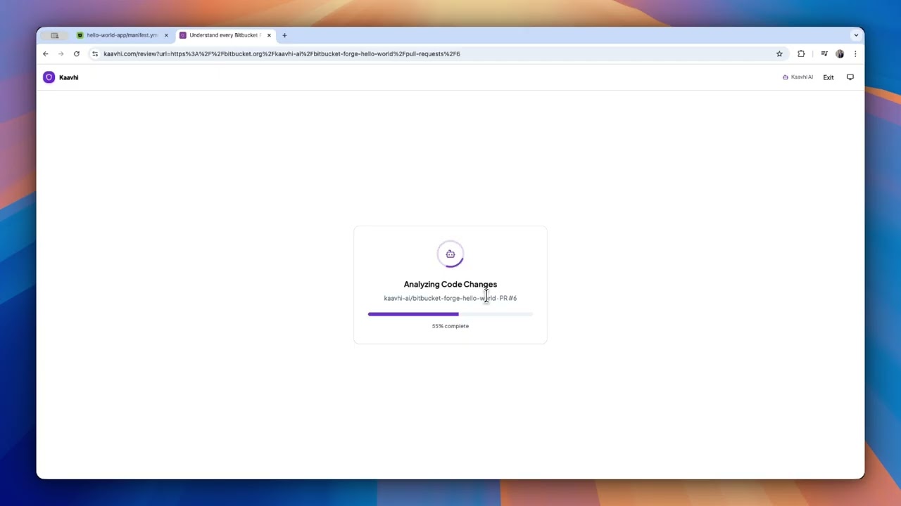 Kaavhi Daily — AI Code Review in Bitbucket (Chrome Extension Demo)