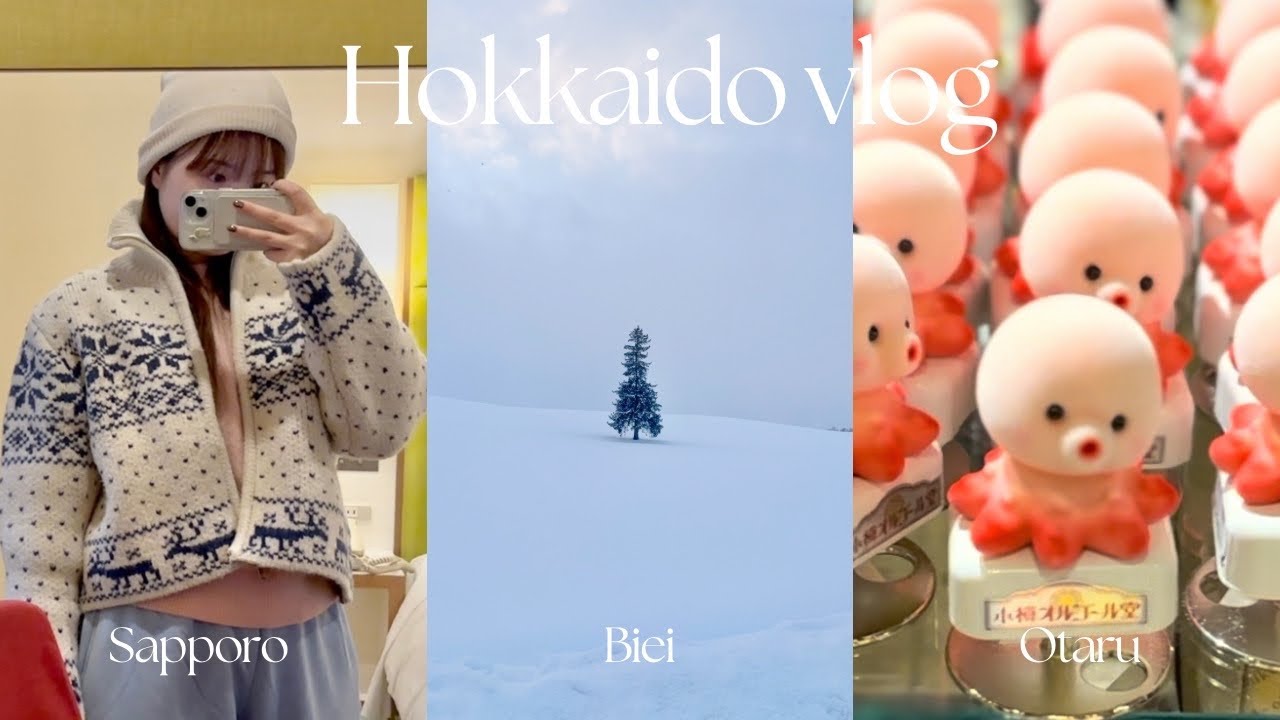 vlog | 冬の北海道ひとり旅☃️ | 3泊4日の札幌・小樽・美瑛巡り | 美瑛バスツアー | 北海道グルメ