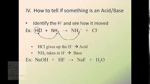 Acids and Bases 2--How to identify an Acid or Base