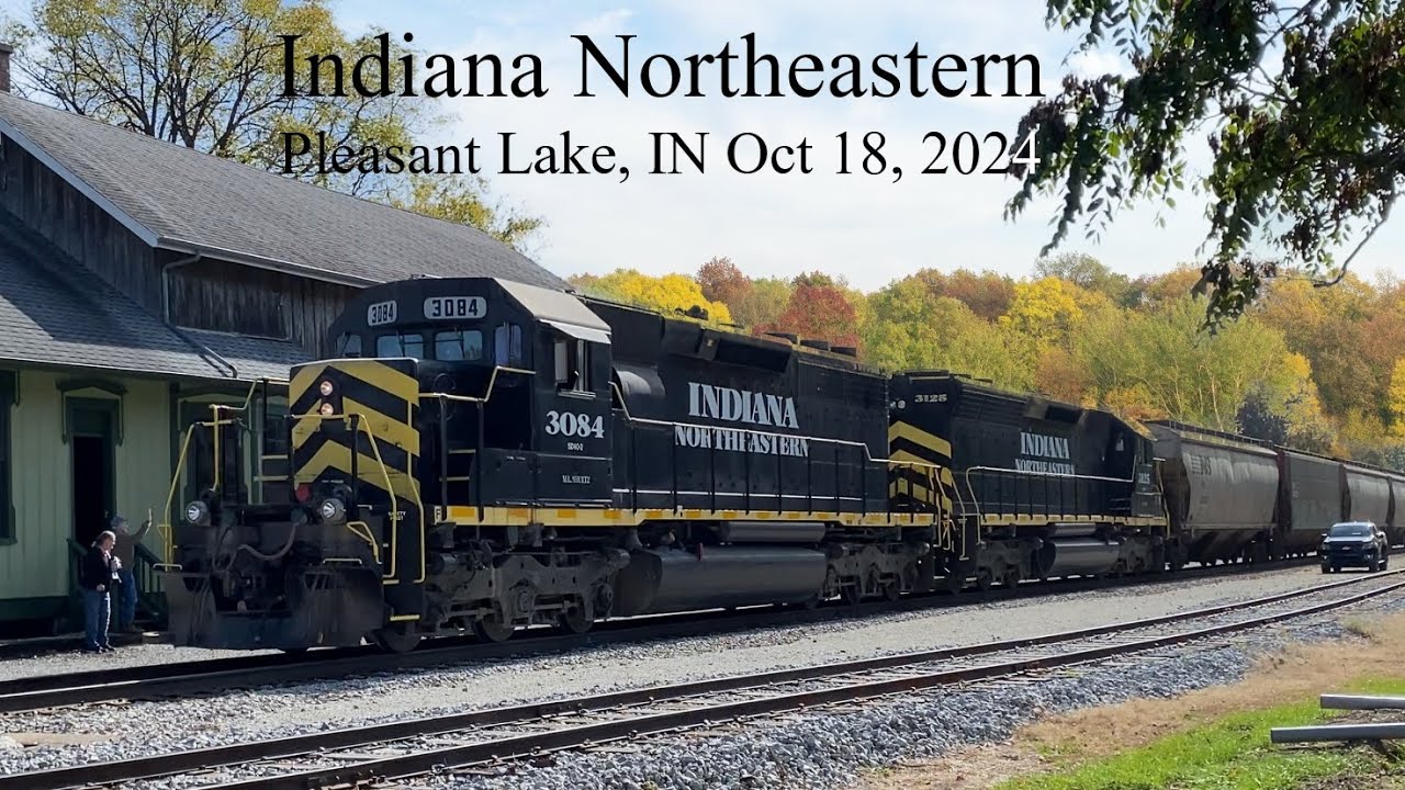 Indiana Northeastern RR empty grain train Pleasant Lake, Indiana ...