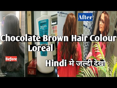 How to do black to #chocolate brown #hair colour. #loreal 4.35 color tube