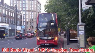 Full Route Visual | London Bus Route 109 - Brixton to Croydon, Town Centre | (2502) YY64TZB