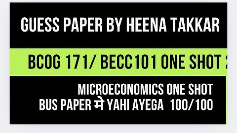 Microeconomics one shot | bcog 171 one shot | bcog 171 important questions |becc 101 one shot